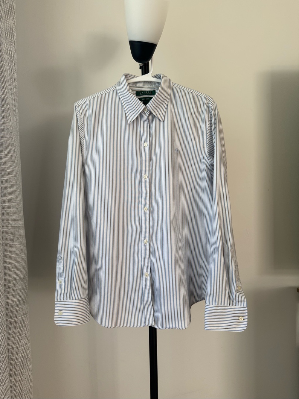 Lauren Ralph Lauren Blue & White Striped Button-Down Shirt L
